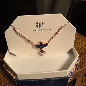 Lab created Blue sapphire and rose Gold Necklace by BP